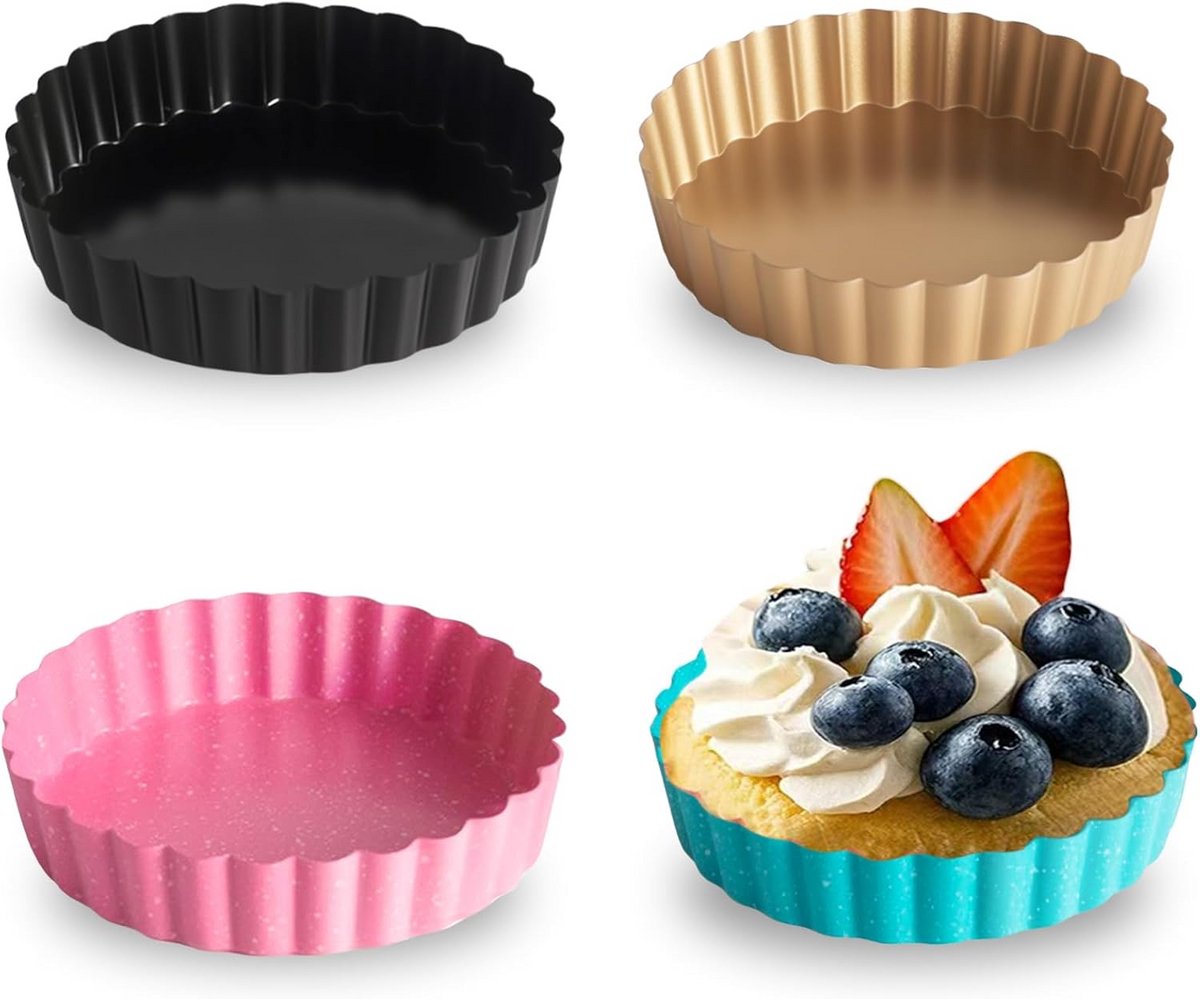 Set van 4 Ronde Mini-Cupcakevormen met Antiaanbaklaag