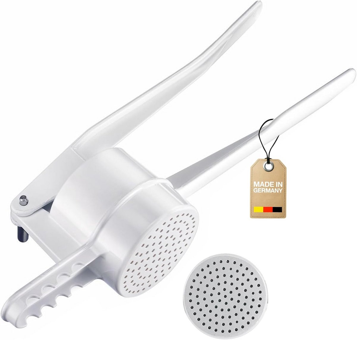 Spätzle- en pureepers met ronde gaten - 41 cm, geperforeerd, aluminium, vaatwasserbestendig