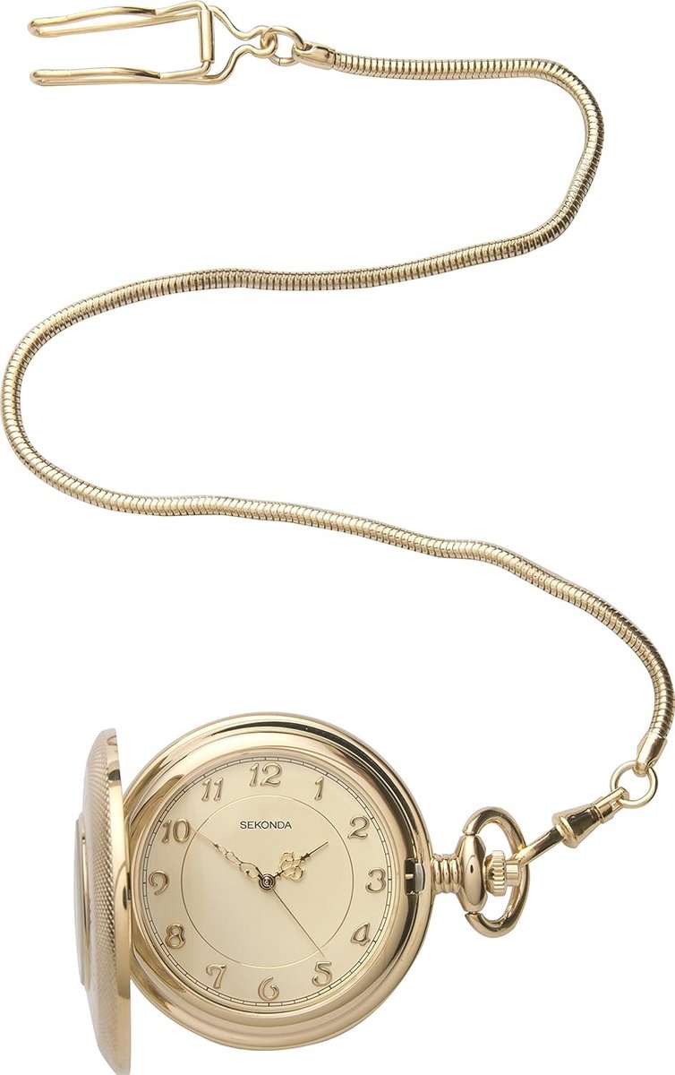 Klassiek 50mm Zakhorloge met Crème Wijzerplaat en Gouden Kast