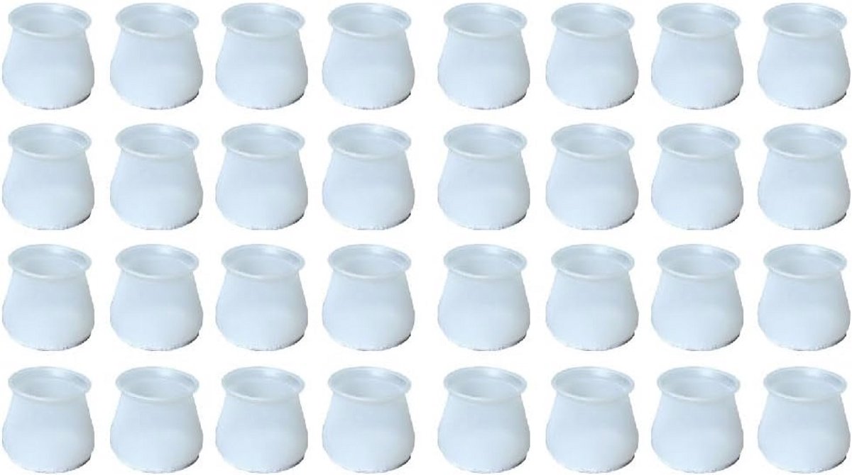 Siliconen stoelpootbeschermers met vilt - 32 stuks - Bescherming tegen krassen en lawaai - Wit