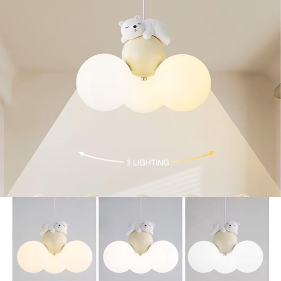 Schattige slapende beer plafondlamp met maan en sterren voor kinderkamer en slaapkamer van Merkloos — afbeelding 5