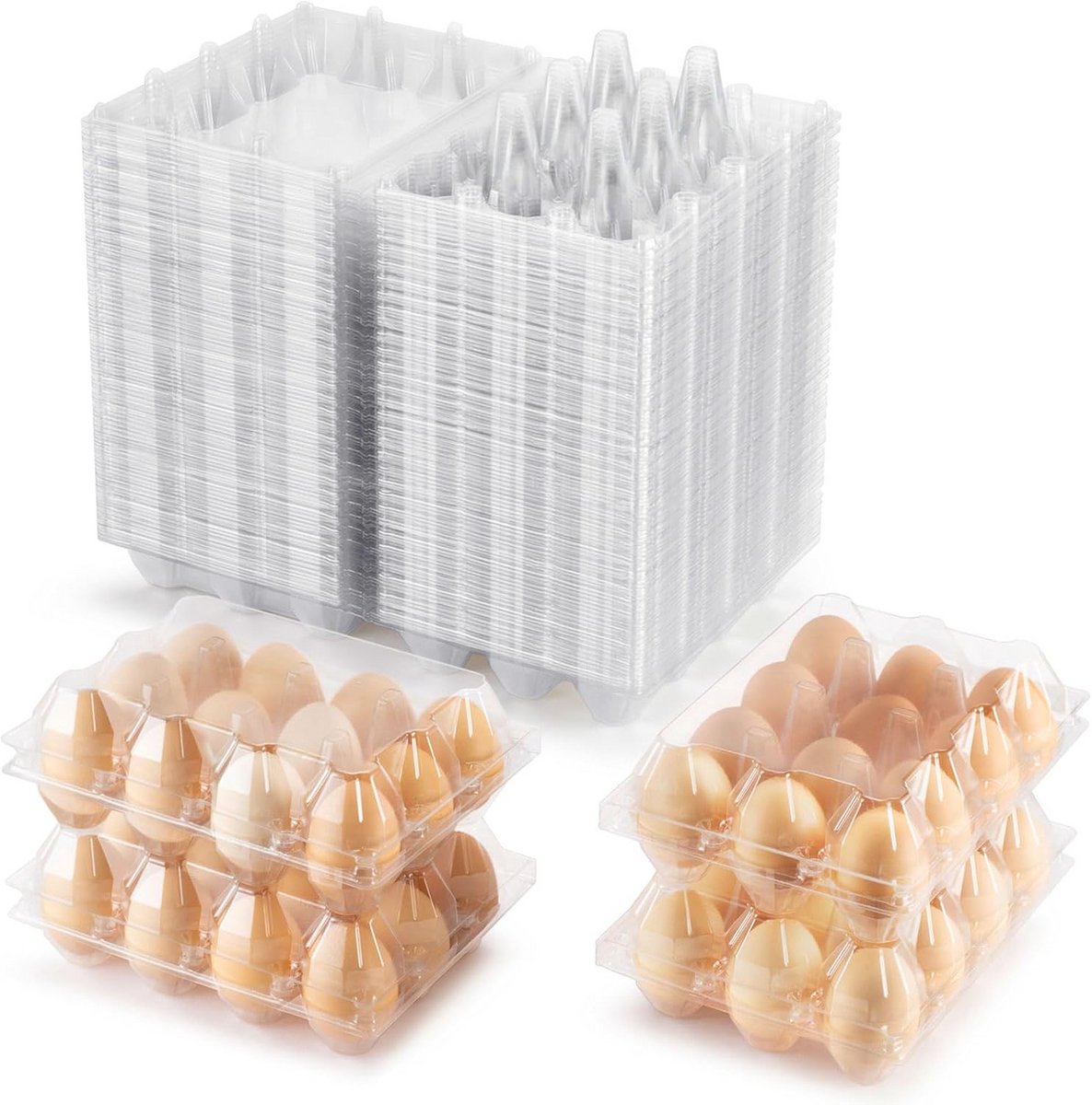100 Stuks Doorzichtige Eierdozen voor 12 Eieren - Bulk Verpakking