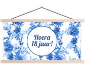 Porte-affiche avec affiche - Affiche scolaire - Anniversaire - 18 ans - Blauw - 120x60 cm - Lattes vierges