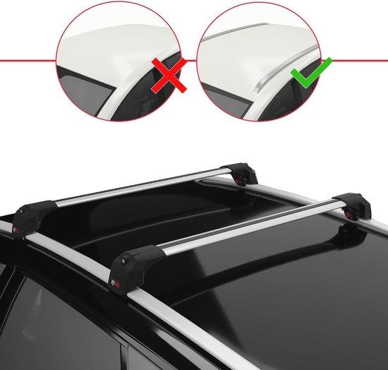 BASIC Model Dakdrager bagagedrager compatibel met Peugeot 2008 (A94) 2013-2019 Spoorstaven Grijs Aluminium 3 Staven