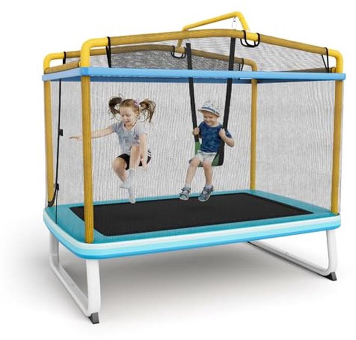 Multifunctionele Trampoline voor Kinderen met Afneembare Schommel en Stang