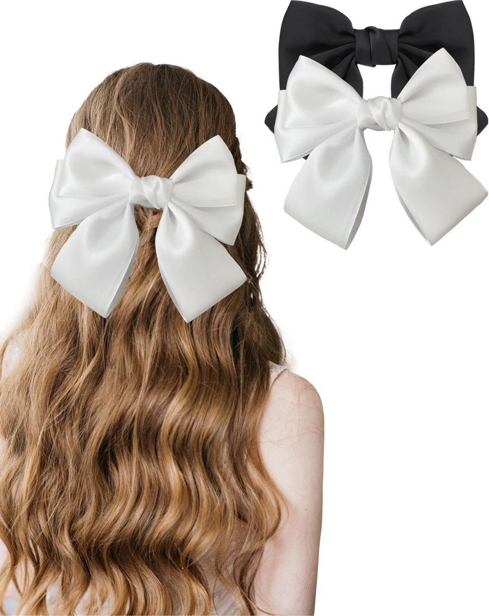 Grote Satijnen Strik Haarspeld met Clip - Vintage Haaraccessoire voor Dames en Meisjes