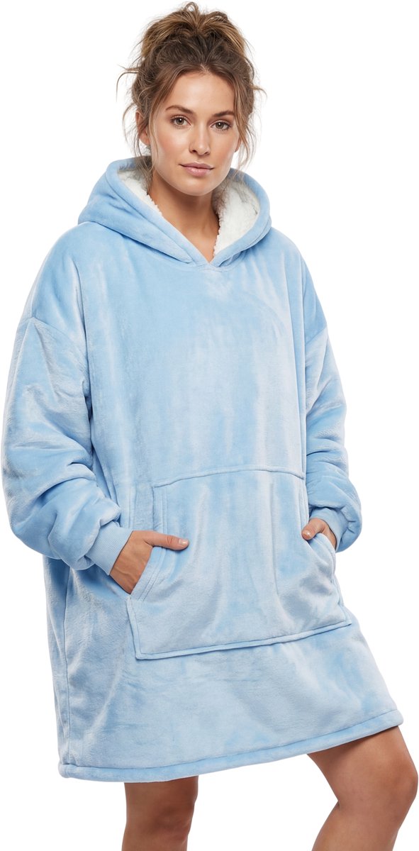 JAXY Hoodie Deken - Snuggle Hoodie - Fleece Deken Met Mouwen - Hoodie Blanket - Baby Blauw — cadeau in Wonen & Interieur - foto 2