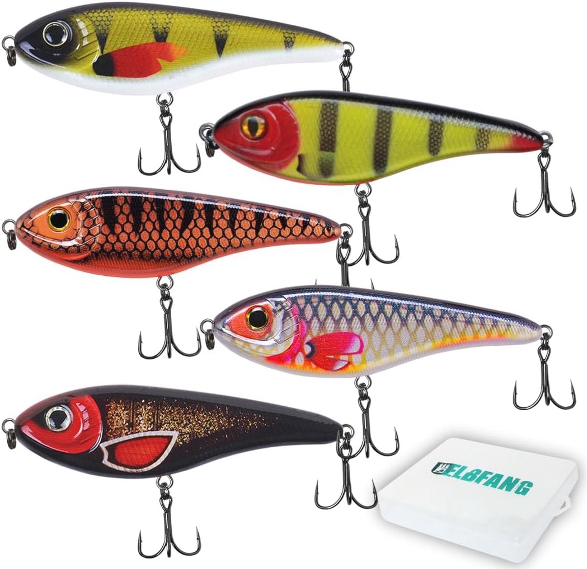 Jerkbait Set voor Snoekvisserij - 5 Stuks 90 mm 21 g