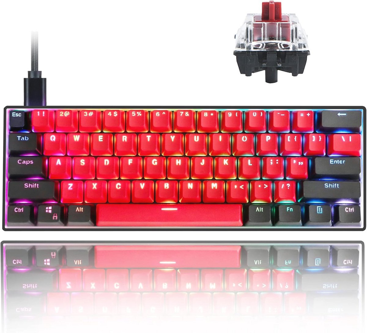 60% Hot-Swappable Mechanisch Toetsenbord met RGB Achtergrondverlichting voor PC en Mac