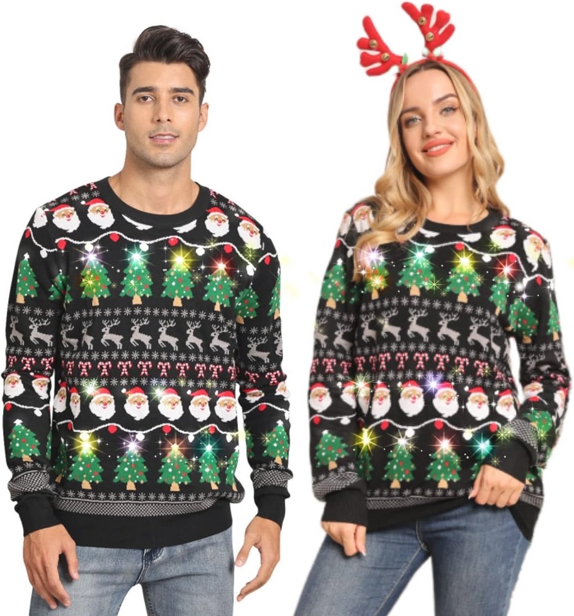 Uniseks LED Ugly Christmas Sweater - Creatieve Kersttrui met Lange Mouwen