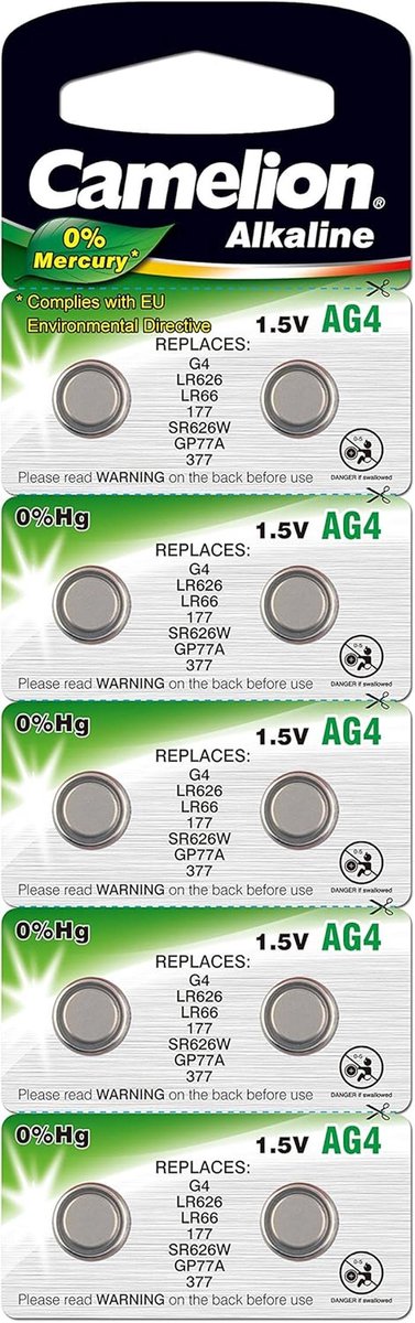 AG4 Knoopcelbatterij 1,5V - Verpakking van 10 Stuks