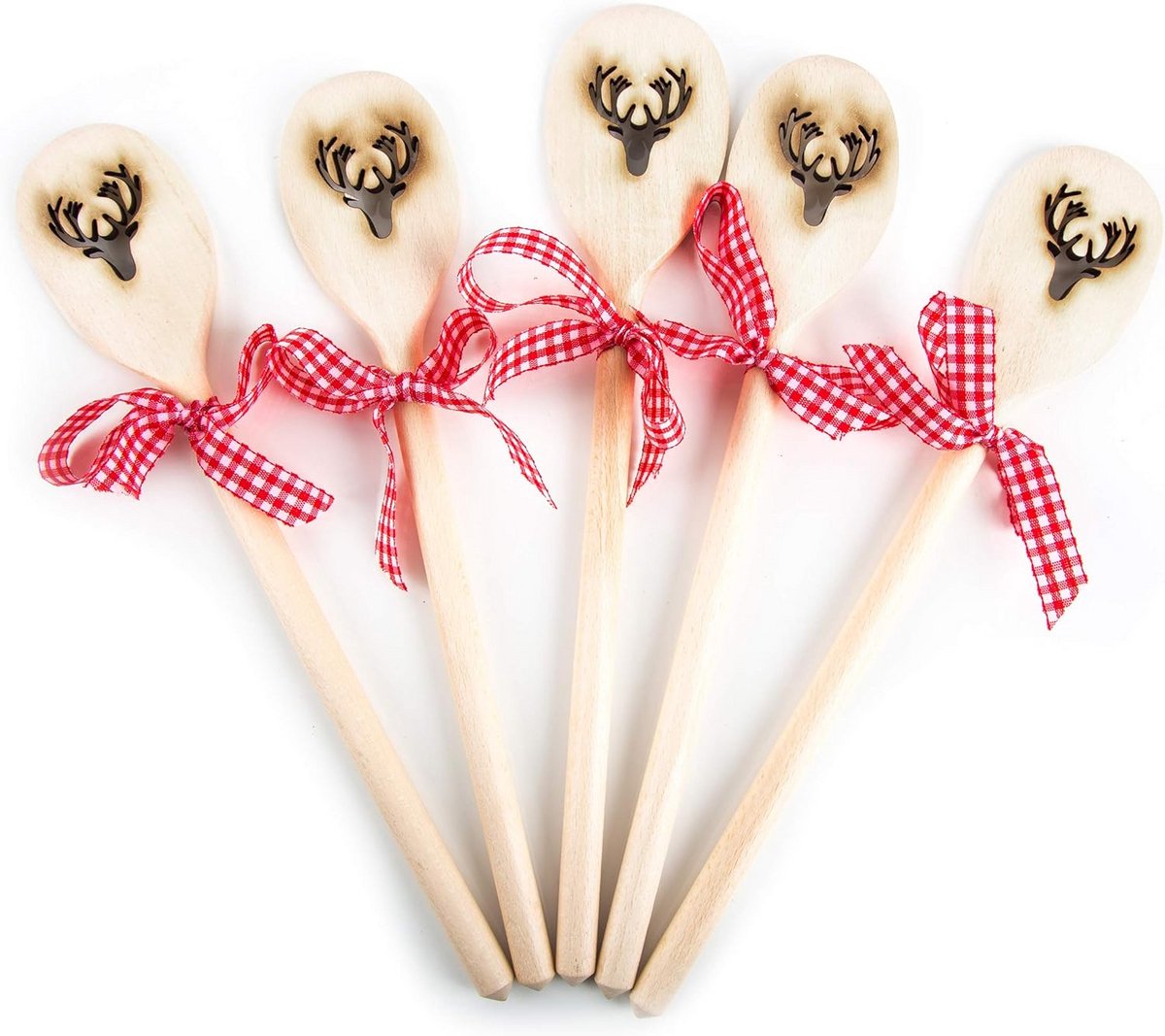 Houten kooklepels - 5 stuks als cadeau voor keuken en feesten
