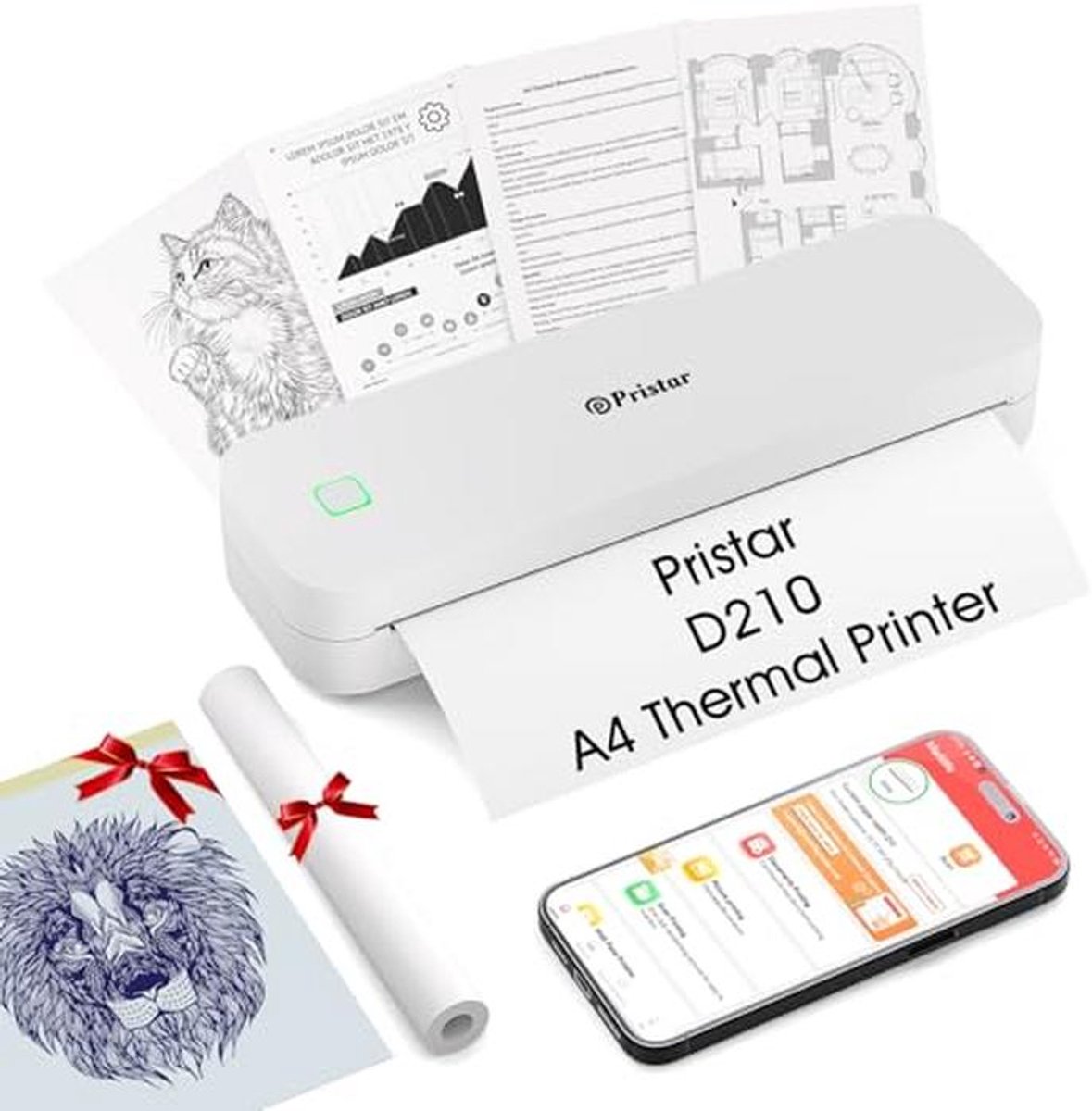 Draagbare A4 thermische printer - Bluetooth mobiele printer voor onderweg en op kantoor