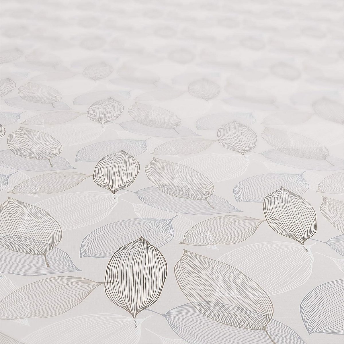 Afwasbaar tafellaken met abstracte grijze bladrand - Rond 120 cm