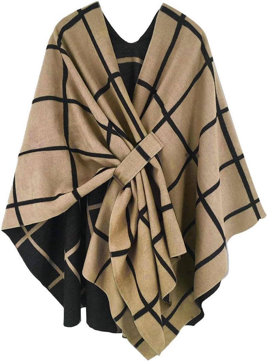 Warme poncho dames - elegante cape en wikkel voor herfst en winter