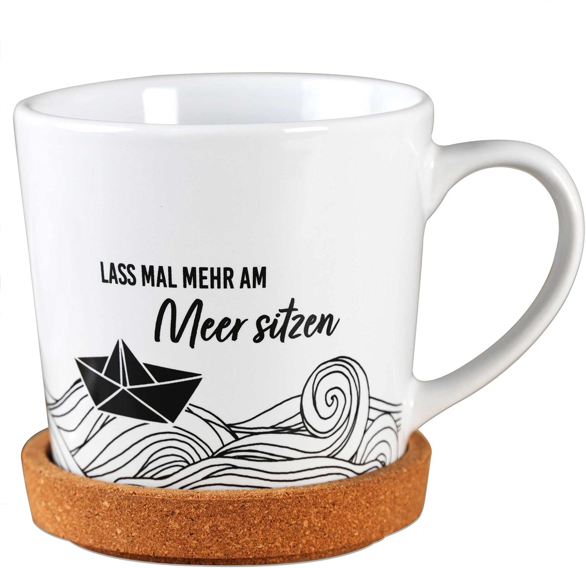 Unyqoos® Keramische Mok met Kurk Onderzetter voor Koffie en Thee Genot