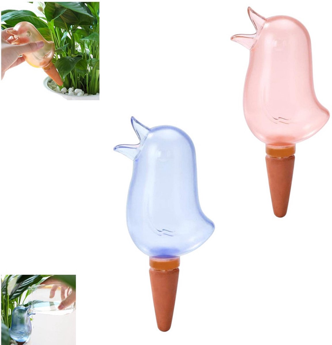 2 stuks - druppelaar - Automatisch bewateringsapparaat - Beregening voor kamerplanten - Bird Design - Waterdruppelaar Planten - vorm Vogel - Genoeg water tijdens je vakantie