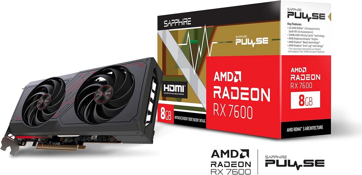 Radeon Rx 7600 Grafische Kaart - 8Gb Gddr6, Hdmi En Drie Dp-Aansluitingen videokaart - afbeelding 3