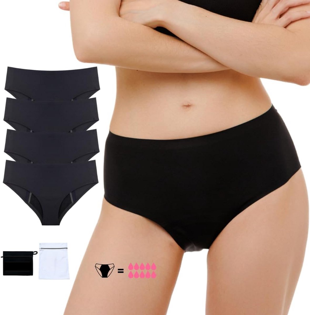 Menstruatieslips voor zware menstruatie, zeer absorberend, maat S - Hortensia (4 stuks)