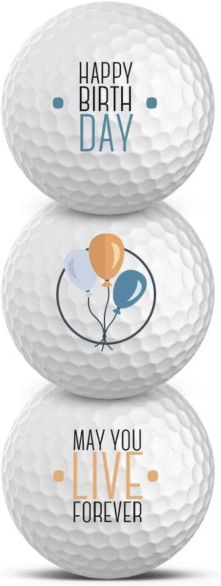 Golfballen 3-Pack Gelukkige Verjaardag - Cadeau Idee voor Golfers van Merkloos — afbeelding 2
