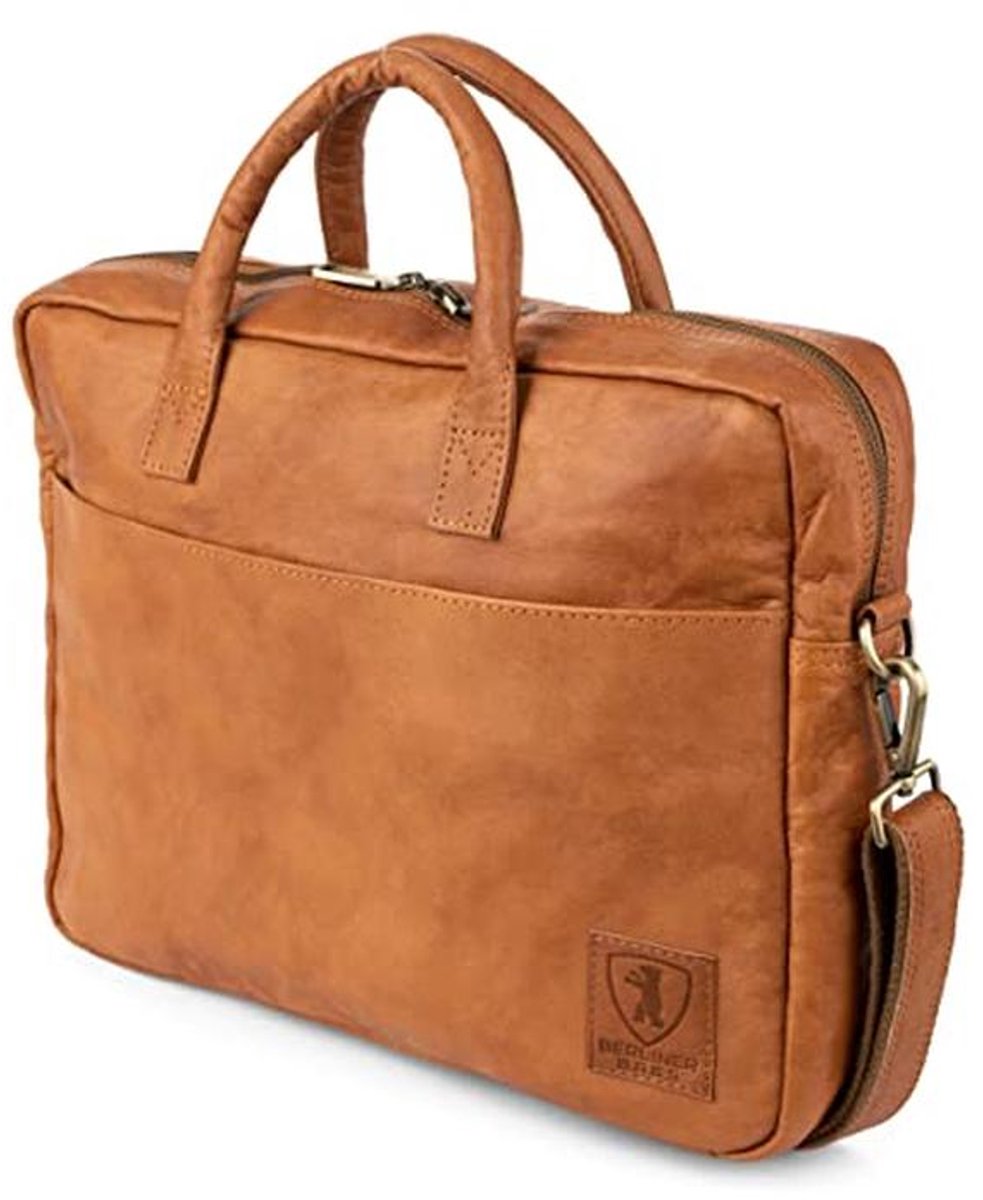 Vintage leren laptoptas Madrid - Handig en stijlvol voor dames en heren