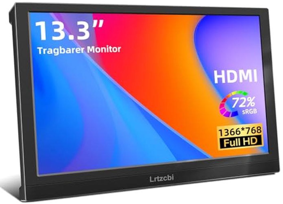 Draagbare Monitor 13.3 Inch FHD met HDMI VGA Port en Ingebouwde Speakers
