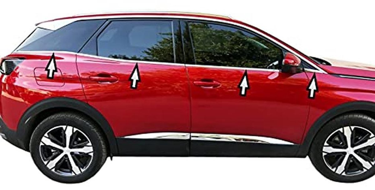 Roestvrijstalen raamlijsten 8-delige set voor Peugeot 3008 II (2016 en later) - Gepolijst Chroom