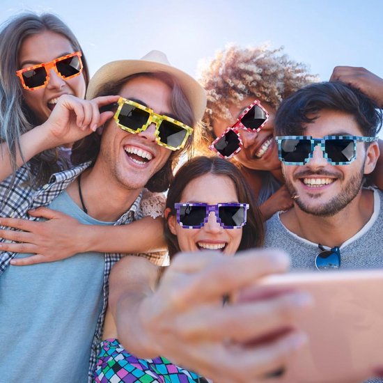 6x Mozaïek Zonnebrillen Partybril Pixel Glazen voor Feest & Evenementen — afbeelding 3