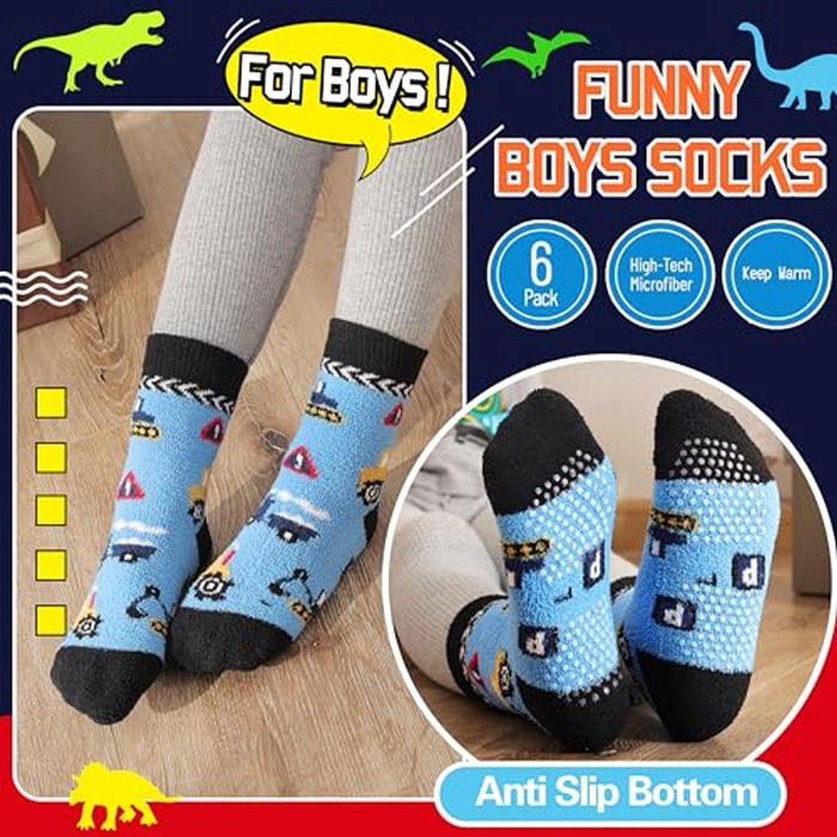 6 Pairs Kids Non-Slip Warm Socks - Cuddly and Thick for Winter — cadeau in Cadeau-ideeën - foto 2