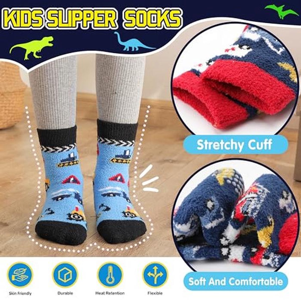 6 Pairs Kids Non-Slip Warm Socks - Cuddly and Thick for Winter — cadeau in Cadeau-ideeën - foto 5