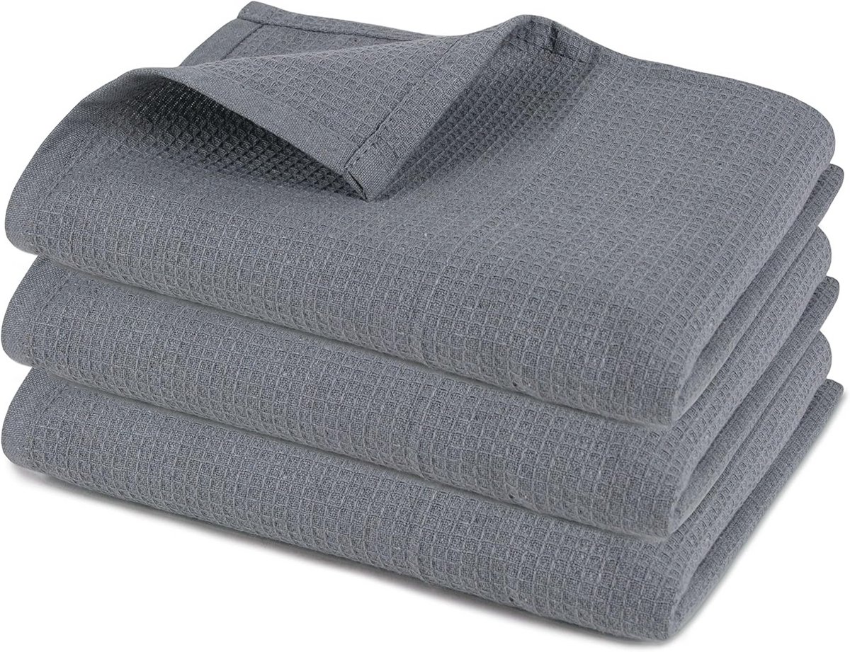 Luxe Wafel Weave Theedoeken - Super Absorberend en Sneldrogend - 45x70 cm (Pack van 3)