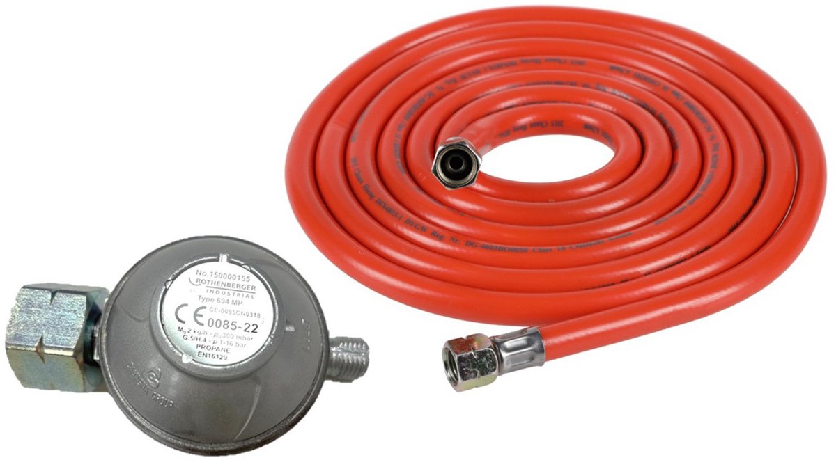ROTHENBERGER Industrial Set Gasdruckregler 300 mbar mit 0,8 m Nie...