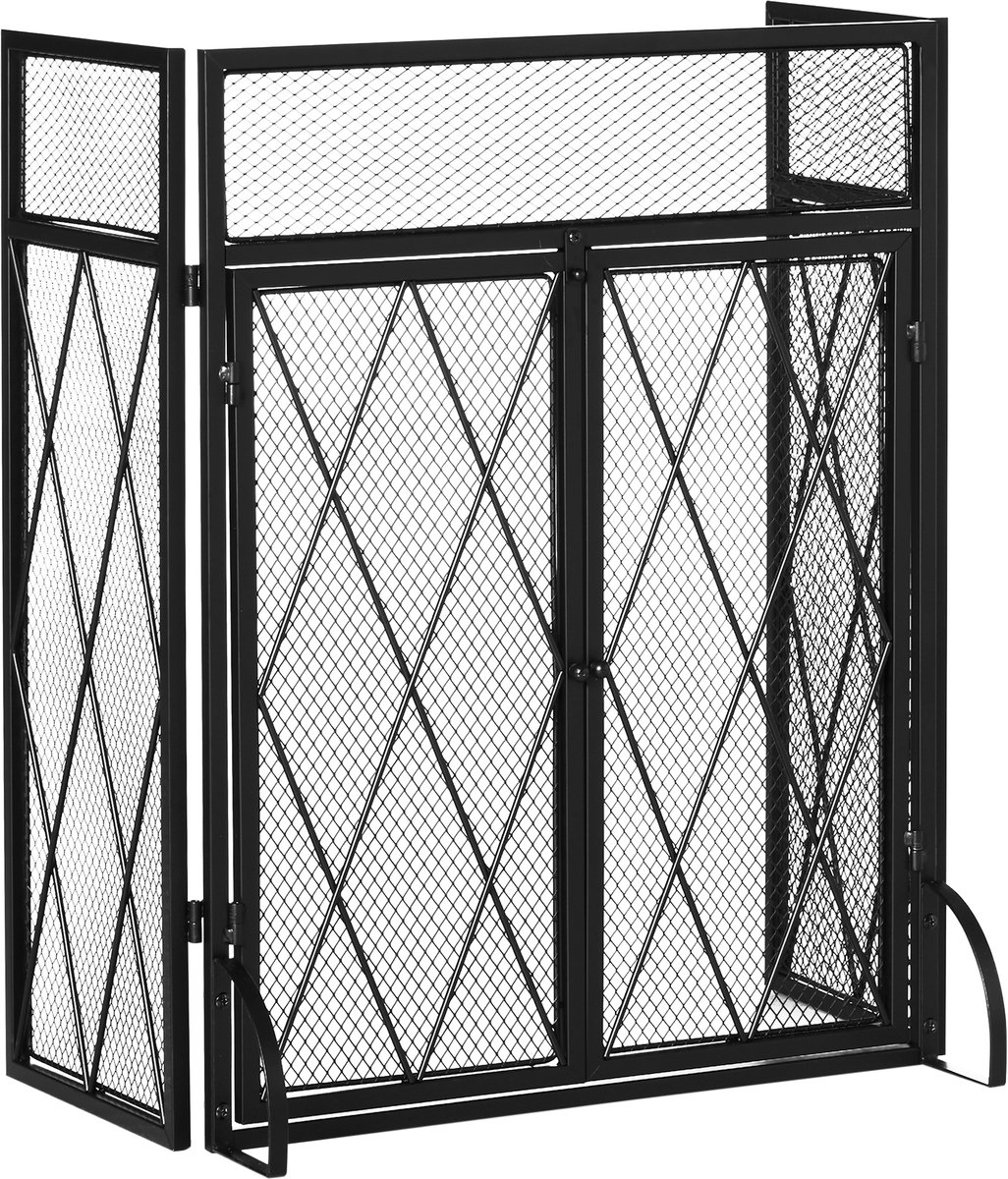 HOMCOM Haardscherm - Staal - 120x79cm - Zwart