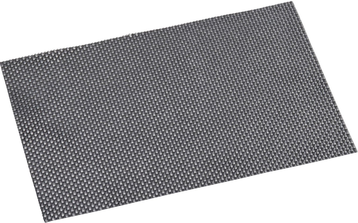 Placemat - zilverkleurig - 6x stuks - geweven - rechthoekig - 29 x 43 cm