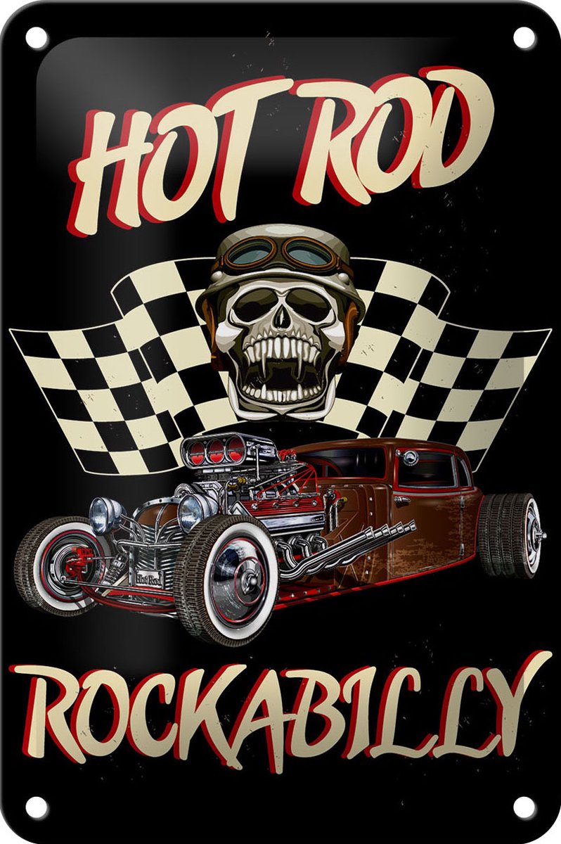 Blechschild Auto 12x18cm hot rod rockabilly