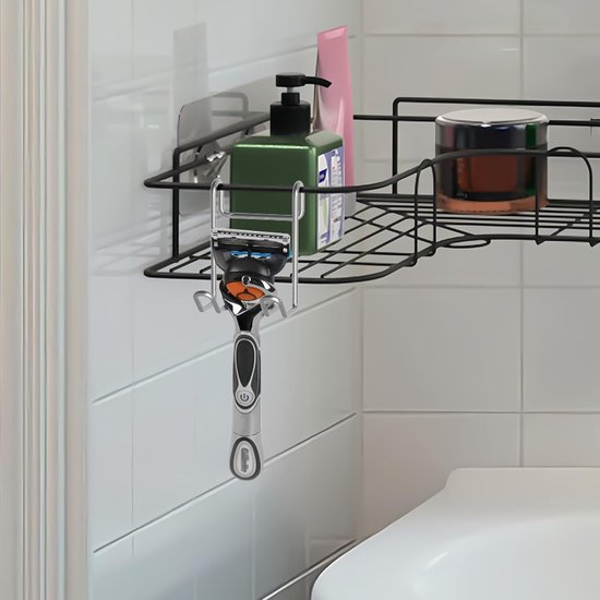 Linkidea Douche Caddy Plank Haken, RVS Hangers voor Wandgemonteerde Doucheruimte Mand Attachment, Organiseer Loofah, Scheermes, Body Brush, Compatibel met Gillette Fusion5 (Zilver