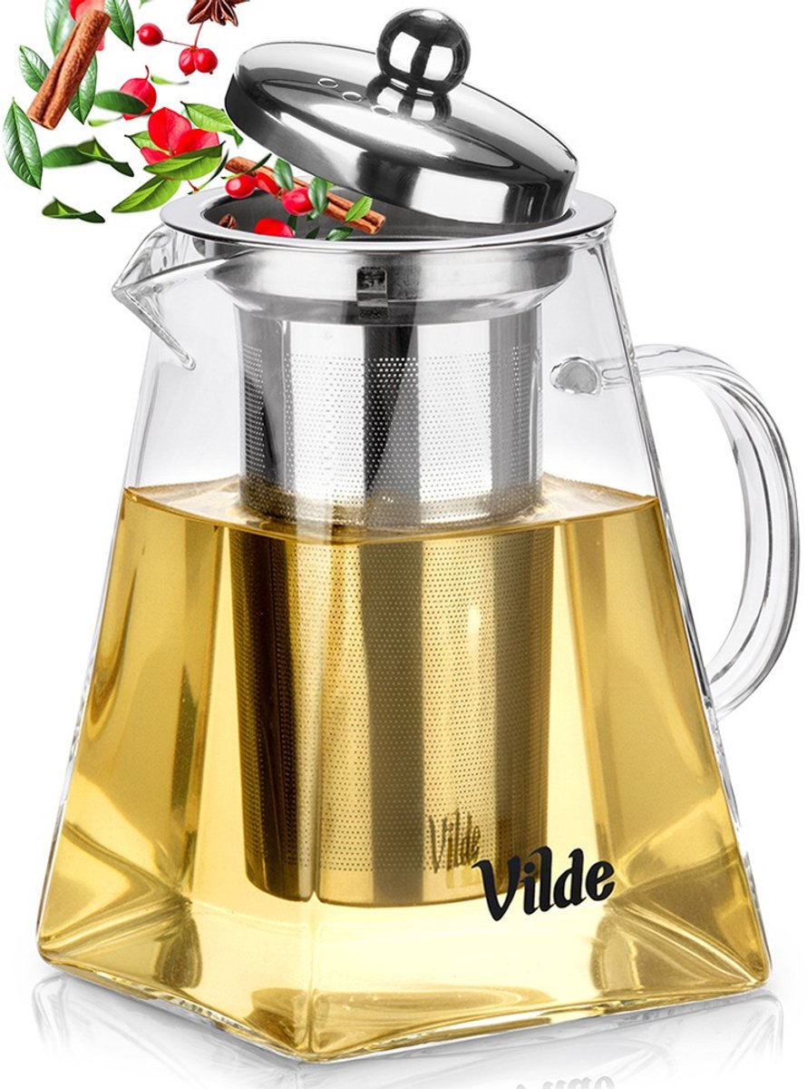 Theepot met Filter Glas Hittebestendig 920 ml - Koffie- en Thee Pot - Infuser - Theezeef - Filter - Zeef