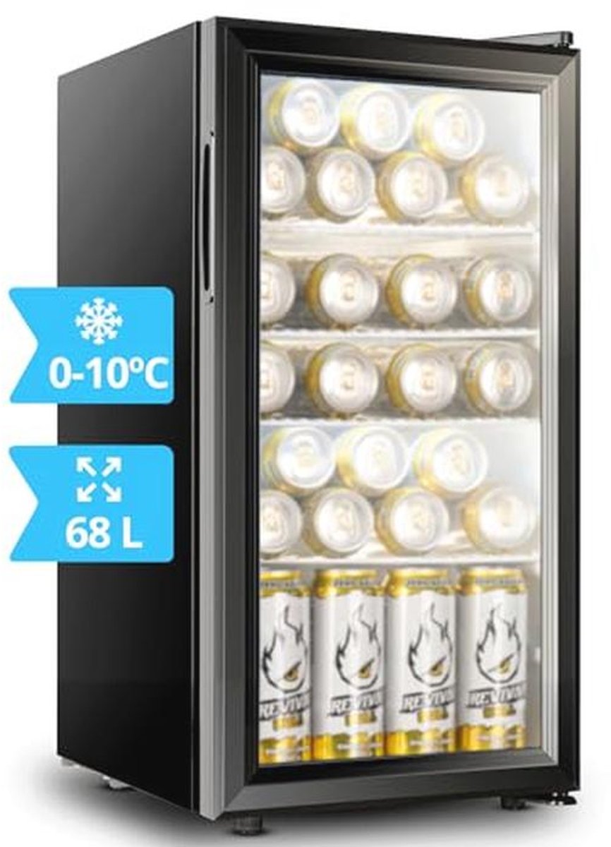 Mini-koelkast met glazen deur - 35 tot 68 liter energiezuinige koelkast voor optimale conservering