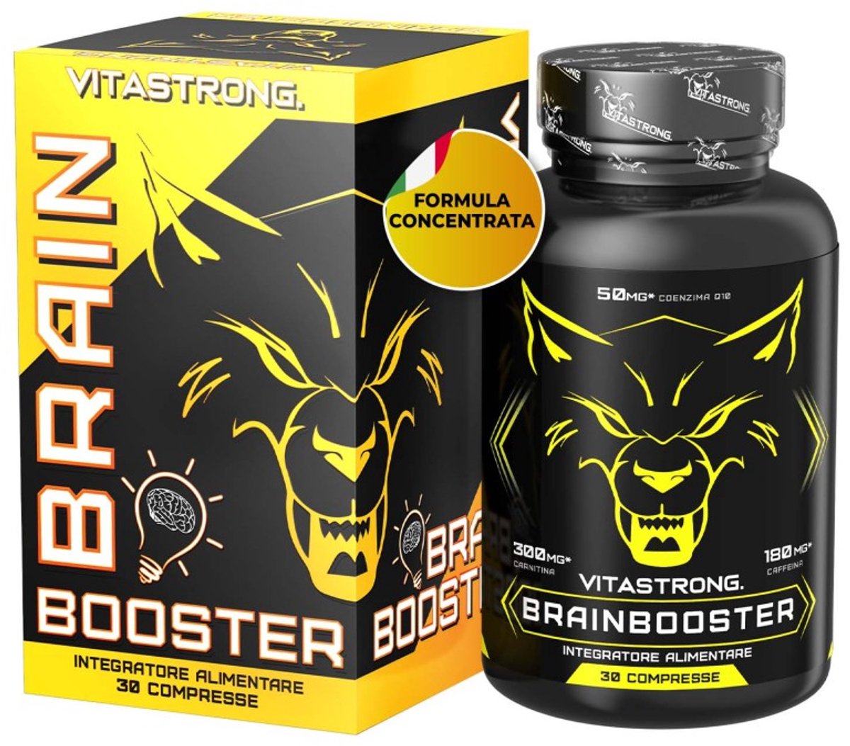 Vitastrong Brain Booster – Krachtige Nootropic met Pantotheenzuur, Cafeïnecomplex, Biotine, Carnitine, Co-enzym Q10 en Vitaminen B6, B12, Foliumzuur