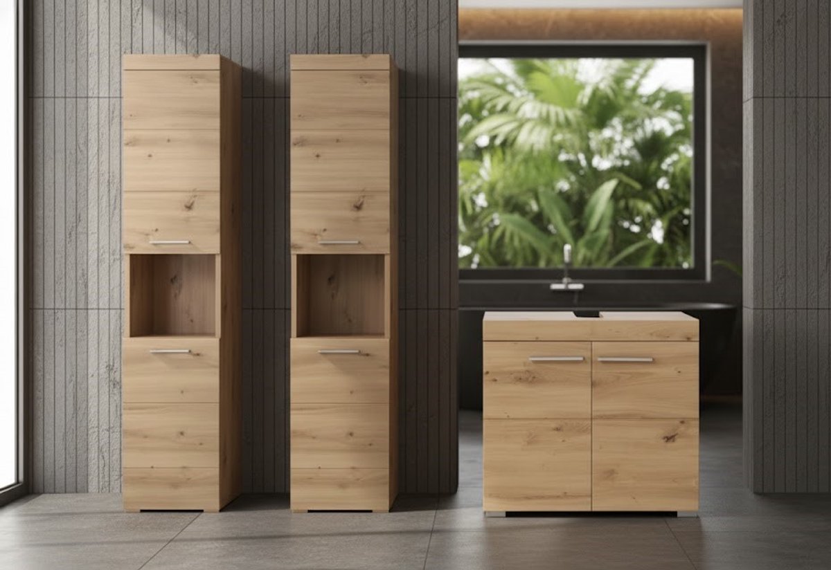 Badkamerkast Set – Hoge Kast - 37x190x31 cm - Hoge Kast 37x190x31 cm + - Medahomestore