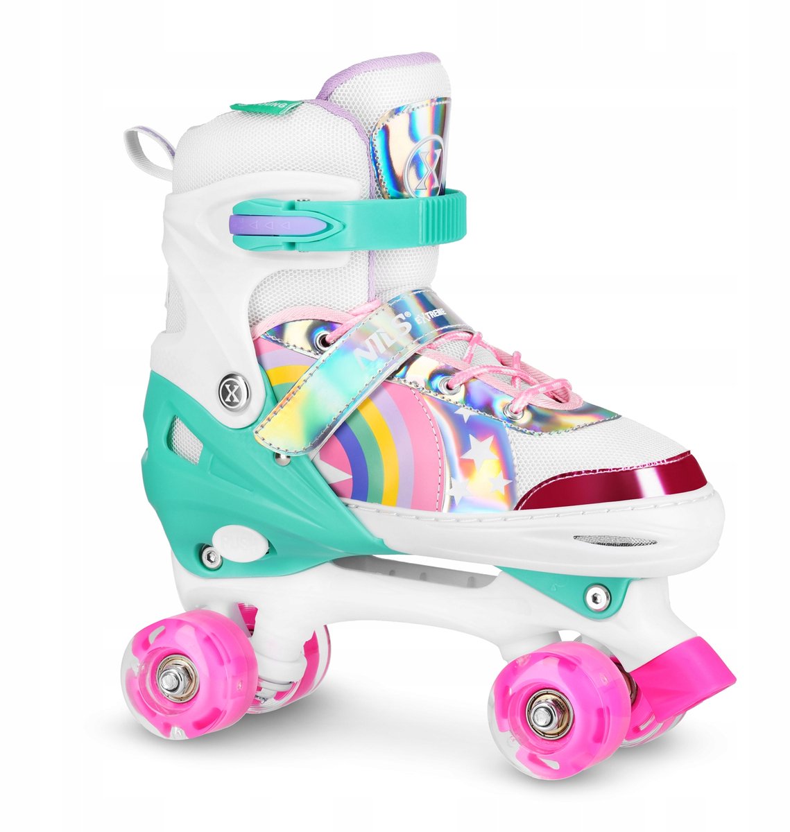 Nils Extreme Kinder Skates Verstelbaar met LED Wielen Regenboog;led
