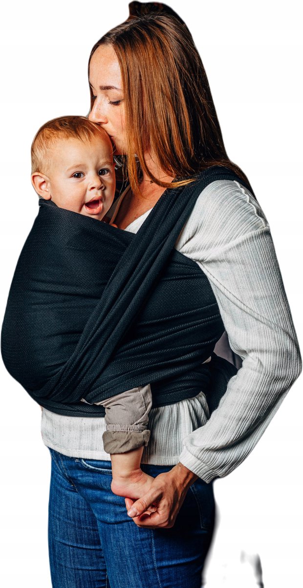 LennyLamb Geweven Draagdoek Visgraat Zwart 3.6m