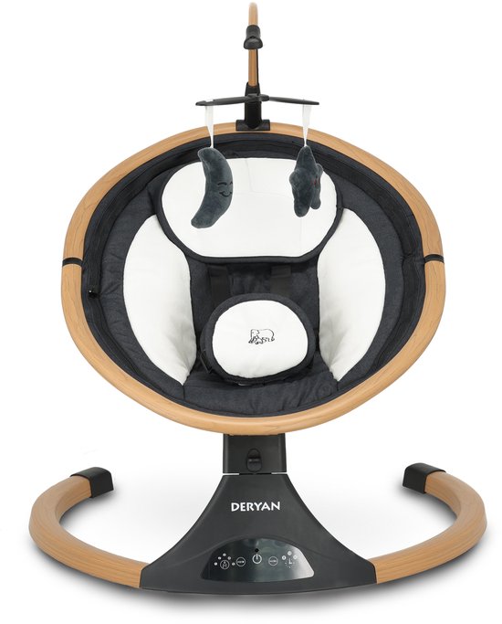 Deryan Baby Elektrische Wipstoel - Schommelstoel - Hout look - Bluetoothfunctie,Speaker en Afstandsbediening