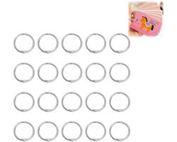 20 stuks - Losse boekbindersringen - Vernikkelde metalen O-ring sleutelhanger - Sleutelring - Metalen indexkaartring - Flash-geheugenkaartring - Geschikt voor school, thuis, kantoor - Diameter 45 mm