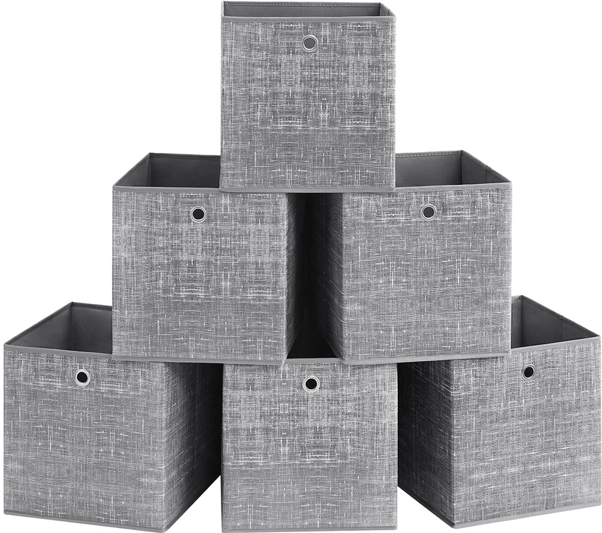 Opbergdozen – 33 cm – Set van 6 – Grijs melange