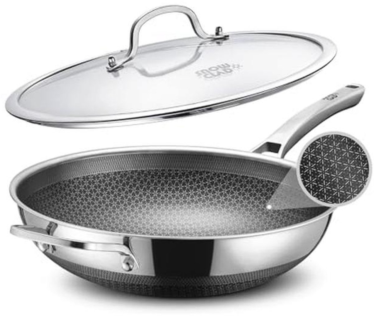 Hybride Wokpan 33 cm - Vaatwasserbestendig, Inductie Oven Bestendig, Veilig Kookgerei, PFOA Gratis