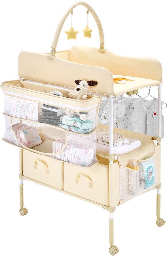 VEVOR Opvouwbare Verschoontafel met Zijmand Hangstang Beige