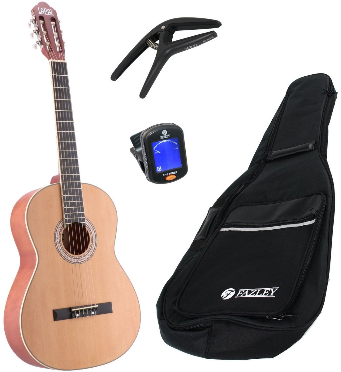 LaPaz C30N klassieke gitaar 4/4-formaat naturel + gigbag + accessoires