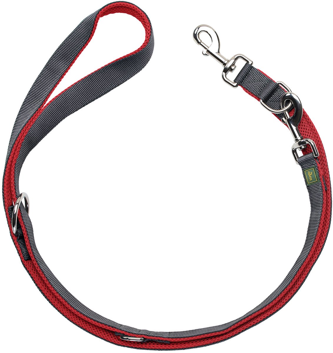 Hunter Looplijn Maldon Up Rood&Grijs - Hondenriem - 200x2.5 cm