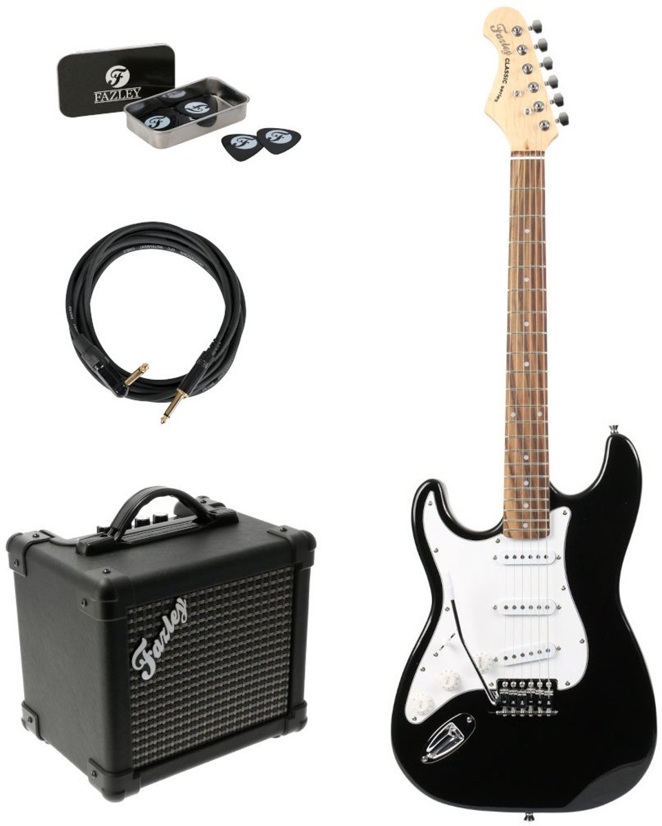 Fazley FST118BKLH linkshandige elektrische gitaar starterset